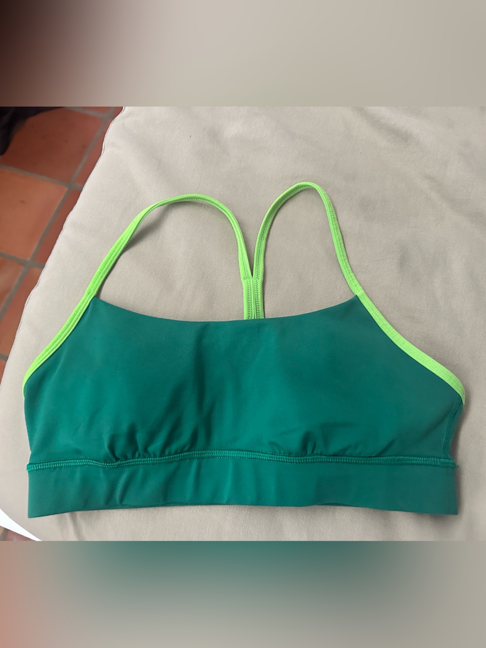 Outdoor Voices Green and Neon Green Sports Bra